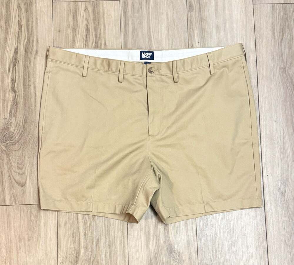 Lands' End Khaki Chino Shorts, Size 44, Traditional Fit